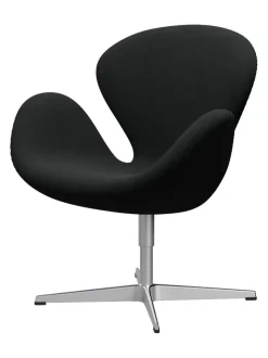Svanen, sort læder/aluminium af Arne Jacobsen<Fritz Hansen Online