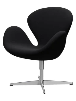 Svanen, sort læder/aluminium af Arne Jacobsen<Fritz Hansen Online