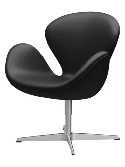 Svanen, sort læder/aluminium af Arne Jacobsen<Fritz Hansen Online