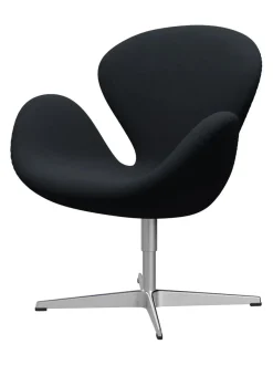 Svanen, sort læder/aluminium af Arne Jacobsen<Fritz Hansen Online