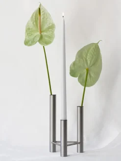 VISTA vase og lysestage, mat stål fra Kay Bojesen<Kay Bojesen Denmark New