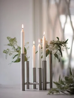 VISTA vase og lysestage, mat stål fra Kay Bojesen<Kay Bojesen Denmark New