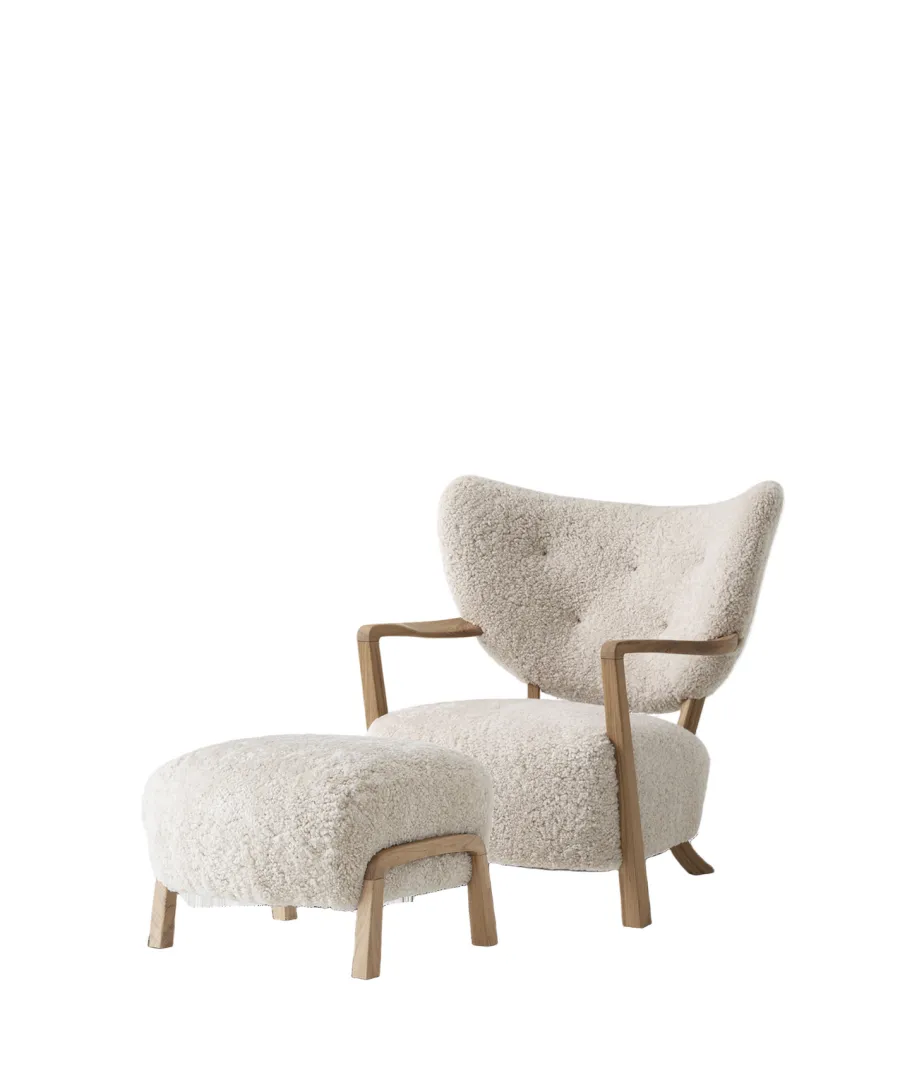 Wulff lænestol inkl. skammel, - Sheepskin Moonlight fra<&Tradition Sale