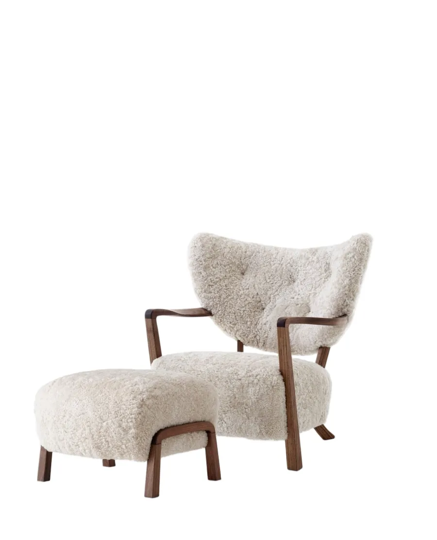 Wulff lænestol inkl. skammel, - Sheepskin Moonlight fra<&Tradition Sale