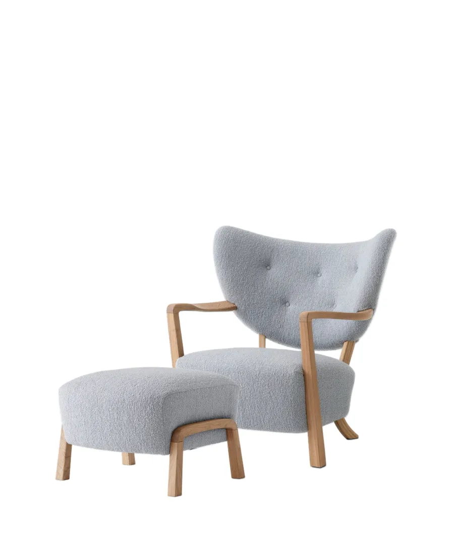 Wulff lænestol inkl. skammel, - Sheepskin Moonlight fra<&Tradition Sale