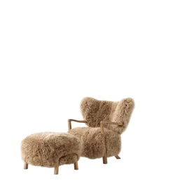 Wulff lænestol inkl. skammel - Sheepskin Honey fra<&Tradition Best