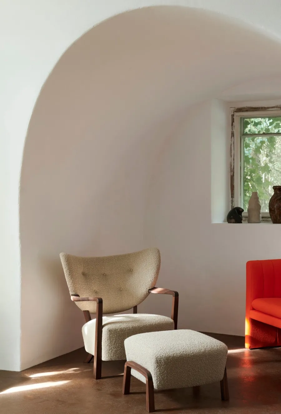 Wulff lænestol inkl. skammel - Sheepskin Honey fra<&Tradition Best